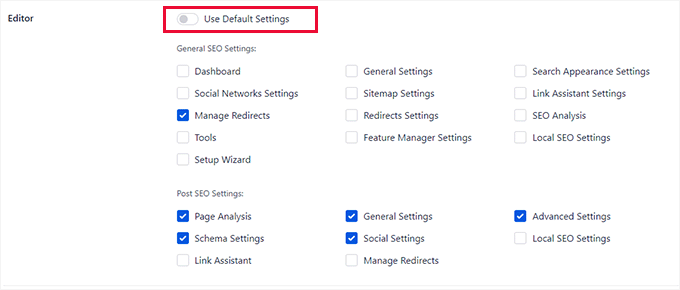 Como personalizar as configurações de função de usuário de SEO padrão Como personalizar as configurações de função de usuário de SEO padrão