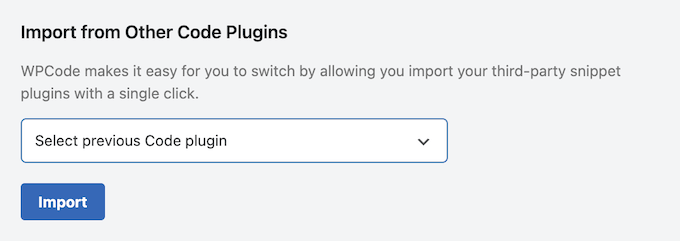 Importando dados de plugins alternativos de trechos de código Importando dados de plugins alternativos de trechos de código