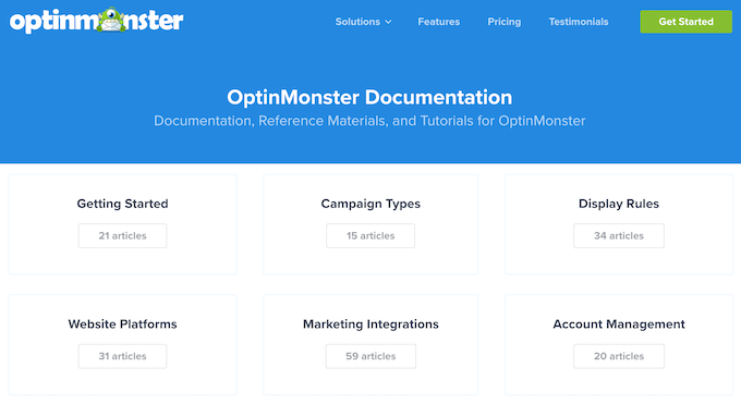 Documentação online do OptinMonster Documentação online do OptinMonster