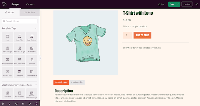 Um design de página WooCommerce personalizado, criado usando SeedProd Um design de página WooCommerce personalizado, criado usando SeedProd