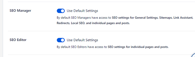 As funções de usuário de SEO padrão As funções de usuário de SEO padrão