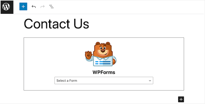 O bloco de formulário WPForms O bloco de formulário WPForms