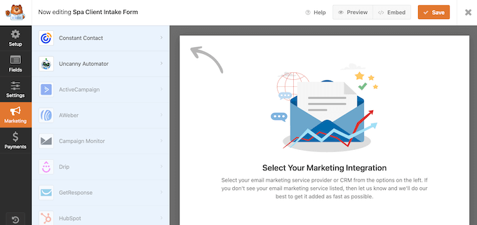 Integrações de marketing por e-mail Integrações de marketing por e-mail